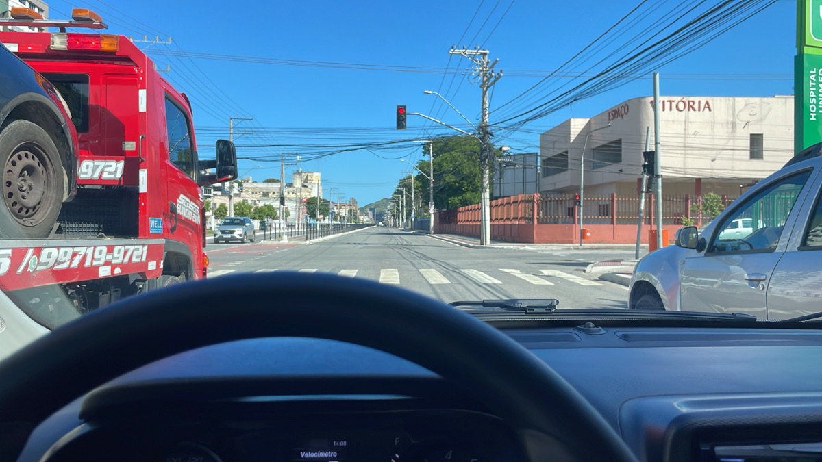 Driving through the streets of Vitória, Espírito Santo, on the way to the bakery